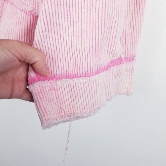 POL Oversized Pink Cropped Corduroy Raw Edge Shacket - Picture 5 of 9